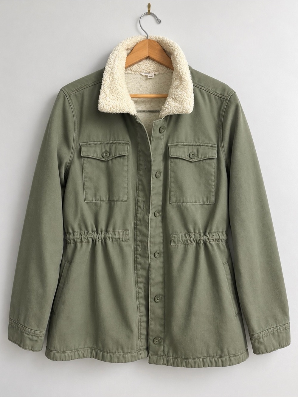 Hang Ten | XXL | Dusty Olive | Sherpa Lined | Cinch Waist Utility Jacket